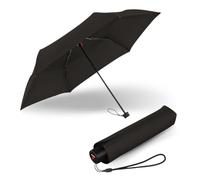 Knirps C.050 Small paraguas plegable manual compacto antiviento, ligero | Mini paraguas Negro - 205 g, probado en túnel de viento hasta 80 km/h, dosel 90 cm, con correa de mano y funda