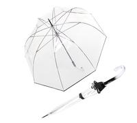 Knirps C.760 - Paraguas transparente manual de barra abierta, elegante mango de gancho acrílico, paraguas ligero en forma de campana con toldo transparente y ribete negro