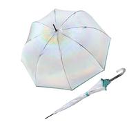 Knirps C.760 - Paraguas transparente manual de barra abierta, elegante mango de gancho acrílico, paraguas ligero en forma de campana con toldo transparente y ribete negro