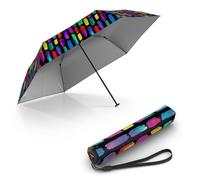 Knirps I.030 small manual I ombrello tascabile molto leggero con soli 115 g I ombrello piccolo per viaggiare I sta in ogni tasca I stabile con vento e pioggia, Protección UV negro Rainbow, 21 cm
