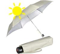 Knirps Miniparaguas ligero C.058 manual con protección UV y calor, Beige-silver - Protección contra rayos UV y contra el calor, 92 cm