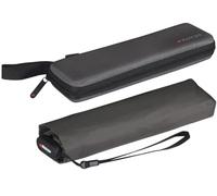 Knirps Paraguas de bolsillo Ultra US.050 Slim Manual - Ultra ligero y plano - Resistente a las tormentas - Resistente al viento - 21 cm, Gris oscuro con funda EVA, 90 cm, Moderno, minimalista