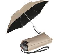 Knirps Paraguas pequeño y ligero, diseño de rayas, Beige with Black Coating - UV y protección contra el calor, 93 cm