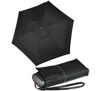 Knirps Paraguas pequeño y ligero, diseño de rayas, negro neón, 93 cm, Paraguas de bolsillo Super Mini
