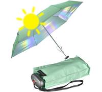 Knirps Paraguas pequeño y ligero, diseño de rayas, Verde Menta - Iridiscente - Protección UV, 93 cm, Super Mini compacto
