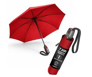 Knirps T.200 - Paraguas de lluvia con cierre automático Duomatic mediano, compacto, resistente al viento para lluvia, paraguas de viaje para adultos, paraguas retráctil de 97 cm de diámetro y funda de