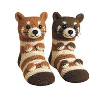 Knit Animal Sock - Warm Sock with Grips for Kids | 3D Cartoon Cotton Grip Socks Soft Non Slip Warm Stockings for Winter Home Wear, Bedroom, Living Room, Offices, Dorm or Festive Party Gatherings