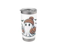 Knit Beanie Cute Ghost Fall Coffee Halloween Cozy Vintage Vaso térmico de acero inoxidable de doble pared