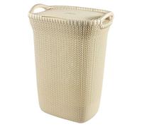 Curver – Baúl para la colada Hamper 57 L, 45x34xH61 cm, Acabado Knit, Blanco Oasis