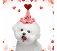 Knit Cute Dog Hat, Cartoon Valentines Day Dog Hat, Valentines Dog Hat, Dog Crochet Headwear, Pet Valentines Photo Props, Puppy Valentine Hat, Kitten Valentine Headwear, Valentines Pet Accessories, Cro