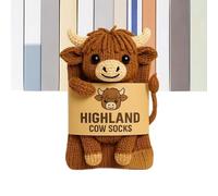 Knit Highland Cow Ornament - Handmade Crochet Cow Doll, Cute Farm Animal Decor For Home Office Nursery Desk, Christmas Birthday Gift For Adults Women Girls Kids Farmhouse Decorations