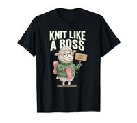 Knit Like A Boss I Knitting Humor Sheep Funny Quote Fibra Camiseta