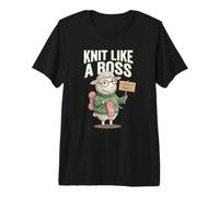Knit Like A Boss I Knitting Humor Sheep Funny Quote Fibra Camiseta Premium