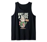 Knit Like A Boss I Knitting Humor Sheep Funny Quote Fibra Camiseta sin Mangas