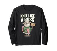 Knit Like A Boss I Knitting Humor Sheep Funny Quote Fibra Manga Larga