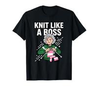 Knit Like A Boss Knitting Humor Cita Divertida Fibra Art Granny Camiseta