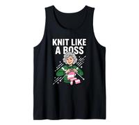 Knit Like A Boss Knitting Humor Cita Divertida Fibra Art Granny Camiseta sin Mangas