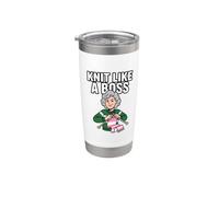 Knit Like A Boss Knitting Humor Cita Divertida Fibra Art Granny Vaso térmico de acero inoxidable de doble pared