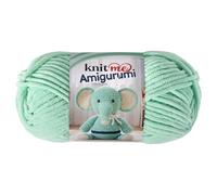 Knit Me Amigurumi Velvet Chenille Yarn, Chunky Yarn for Crochet, 50g/55m Super Soft Polyester for Teddies, Plush Toys and Blankets, EN71-3 and Oeko-Tex Certified, 5.5mm Hook (Mint)