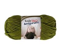 Knit Me Amigurumi Velvet Chenille Yarn, Chunky Yarn for Crochet, 50g/55m Super Soft Polyester for Teddies, Plush Toys and Blankets, EN71-3 and Oeko-Tex Certified, 5.5mm Hook (Olive)