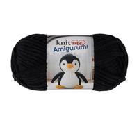 Knit Me Amigurumi Velvet Chenille Yarn, Chunky Yarn for Crochet, 50g/55m Super Soft Polyester for Teddies, Plush Toys and Blankets, EN71-3 and Oeko-Tex Certified, 5.5mm Hook (Black)