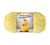 Knit Me Amigurumi Velvet Chenille Yarn, Chunky Yarn for Crochet, 50g/55m Super Soft Polyester for Teddies, Plush Toys and Blankets, EN71-3 and Oeko-Tex Certified, 5.5mm Hook (Butter Yellow)
