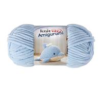 Knit Me Amigurumi Velvet Chenille Yarn, Chunky Yarn for Crochet, 50g/55m Super Soft Polyester for Teddies, Plush Toys and Blankets, EN71-3 and Oeko-Tex Certified, 5.5mm Hook (Sky Bue)