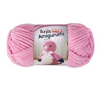 Knit Me Amigurumi Velvet Chenille Yarn, Chunky Yarn for Crochet, 50g/55m Super Soft Polyester for Teddies, Plush Toys and Blankets, EN71-3 and Oeko-Tex Certified, 5.5mm Hook (Pink)