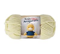 Knit Me Amigurumi Velvet Chenille Yarn, Chunky Yarn for Crochet, 50g/55m Super Soft Polyester for Teddies, Plush Toys and Blankets, EN71-3 and Oeko-Tex Certified, 5.5mm Hook (Vanilla)