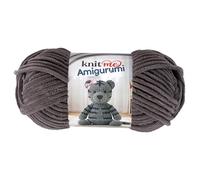 Knit Me Amigurumi Velvet Chenille Yarn, Chunky Yarn for Crochet, 50g/55m Super Soft Polyester for Teddies, Plush Toys and Blankets, EN71-3 and Oeko-Tex Certified, 5.5mm Hook (Charcoal)