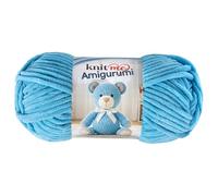 Knit Me Amigurumi Velvet Chenille Yarn, Chunky Yarn for Crochet, 50g/55m Super Soft Polyester for Teddies, Plush Toys and Blankets, EN71-3 and Oeko-Tex Certified, 5.5mm Hook (Turquoise)