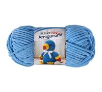Knit Me Amigurumi Velvet Chenille Yarn, Chunky Yarn for Crochet, 50g/55m Super Soft Polyester for Teddies, Plush Toys and Blankets, EN71-3 and Oeko-Tex Certified, 5.5mm Hook (Light Blue)