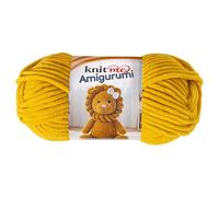 Knit Me Amigurumi Velvet Chenille Yarn, Chunky Yarn for Crochet, 50g/55m Super Soft Polyester for Teddies, Plush Toys and Blankets, EN71-3 and Oeko-Tex Certified, 5.5mm Hook (Mustard)