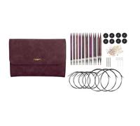 Knit Picks Options - Juego de agujas de tejer intercambiables de madera con estuche y marcadores de puntada (morado real)