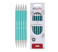 Knit Pro - Agujas de Tejer Zing, Doble, Aluminio, Multicolor, 20 cm x 8,00 mm, Juegos de Cinco