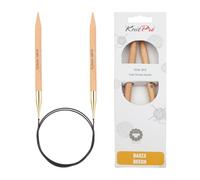 Knit Pro Basix-Agujas de Tejer Circulares fijas de Abedul, 100 cm, Madera, Natural, 10 mm