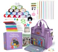 KNITISS Kit de Ganchillo para Adultos Principiantes, Set Completo con 9 Ganchos de Tamaño, Agujas de Ganchillo Afgano (2,0-6,0 mm), 1136 Yardas de Madejas de Hilo y Organizador para Kit de Tejido