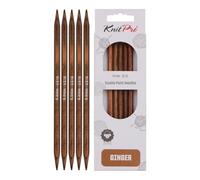 KnitPro Agujas de tejer de doble punta Ginger, 12,5 cm x 6 mm, paquete de 5