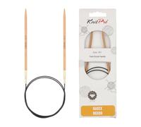 KnitPro Basix Birch-Agujas de Tejer Circulares fijas (120 cm), Madera de Abedul, Natural, 3,50 mm