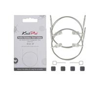 KnitPro Cables fijos pequeños de acero inoxidable transparente (paquete de 2) - 35 cm (14") para formar una aguja IC de 60 cm / 24".
