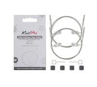 KnitPro Cables fijos pequeños de acero inoxidable transparente (paquete de 2) - 76 cm (30") para formar una aguja IC de 100 cm / 40".