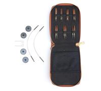 KnitPro Juego de agujas Ginger: 2 cables 25 cm, tapas, llaves, funda, 3,3,5,4,4,5,5,5,5,6 mm