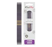 KnitPro J'Adore Cubics - Juego de 5 agujas de tejer de doble punta, alfileres de madera para calcetines, sombreros, manoplas, punto corto y redondo, 15 cm x 4,00 mm