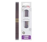 KnitPro J'Adore Cubics - Juego de 5 agujas de tejer de doble punta, alfileres de madera para calcetines, sombreros, manoplas, punto corto y redondo, 20 cm x 3,50 mm