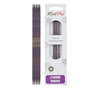 KnitPro J'Adore Cubics - Juego de 5 agujas de tejer de doble punta, alfileres de madera para calcetines, sombreros, manoplas, punto corto y redondo, 15 cm x 3,75 mm