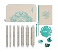 KnitPro Juego de Agujas, Acero Inoxidable,Nailon, Azul y Crudo, Talla única