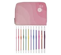 KnitPro Juego de agujas de crochet Zing: 12 agujas de crochet de una sola punta codificadas por colores, cómodas asas para principiantes y caja de regalo