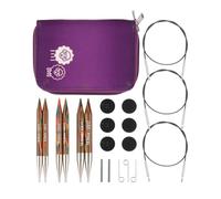 KnitPro Juego de agujas de tejer de madera Symfonie en bolsa de tela morada, juego grueso de 9,00, 10,00 y 12,00 mm