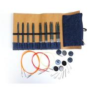 KnitPro Juego de agujas de tejer intercambiables - 8 x alfileres circulares Indigo, puntas, 4 cables de nailon de 60,80 y 100 cm, 8 casquillos, 4 llaves para cables - 3,5,4,4,5,5,5 .5,6,7 +8mm