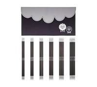 KnitPro Juego de agujas de tejer Karbonz, doble punta, juegos de 5 carbonos 20 cm 2,50, 3,00, 3,50, 4,00, 4,50 y 5,00 mm